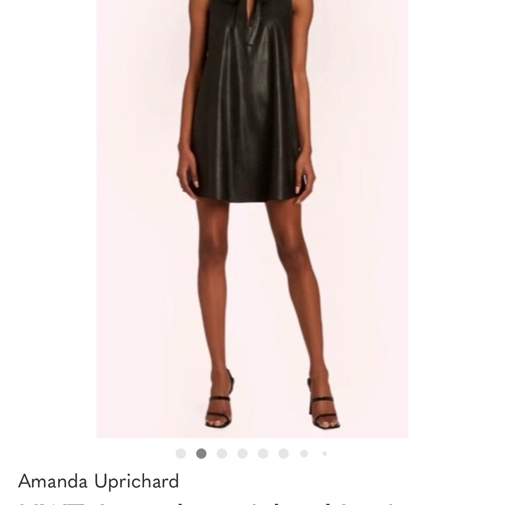 Amanda Uprichard Louie Forest Green Faux Leather Mini Swing Dress - Picture 4 of 10
